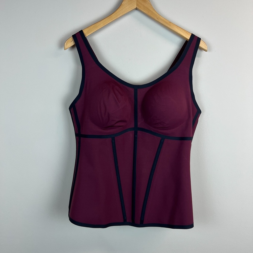Honeylove Boldness Tank Shapewear Womens 2X Plus Sculpt Boning‎ Maroon Fig Black